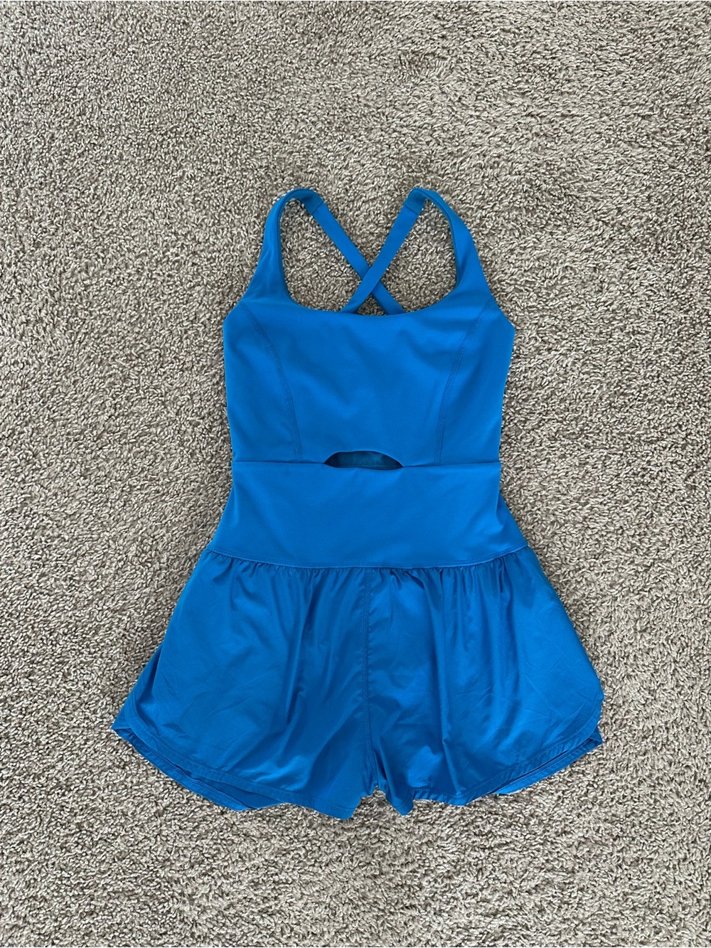 FP Movement by Free People Electric Blue Active Romper with Crisscross Straps